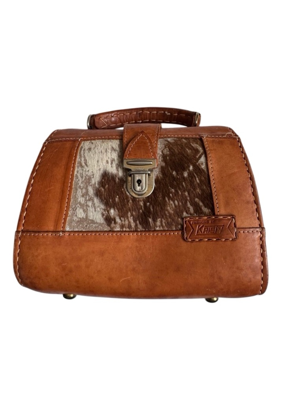 Fashions by Kristy Vintage Brown Leather & Hair-on Hide Mini Satchel